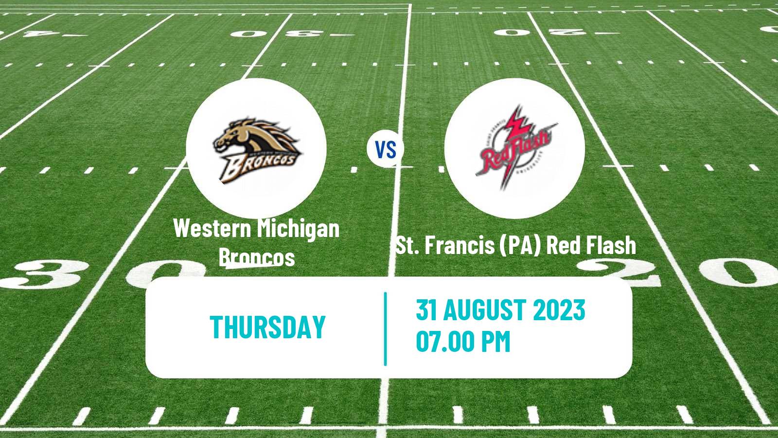 American football NCAA College Football Western Michigan Broncos - St. Francis PA Red Flash