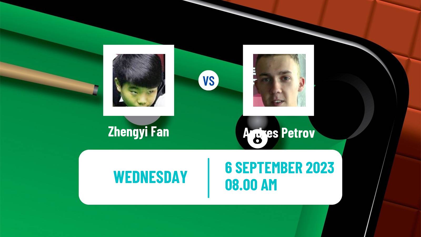 Snooker English Open Zhengyi Fan - Andres Petrov