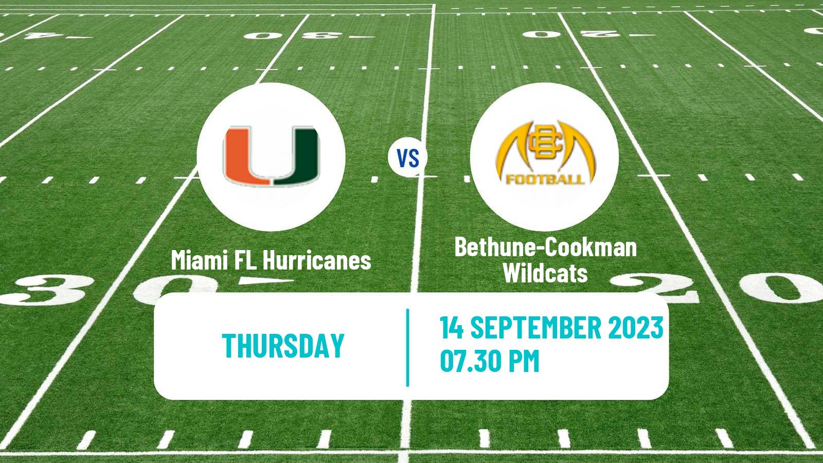 American football NCAA College Football Miami FL Hurricanes - Bethune-Cookman Wildcats