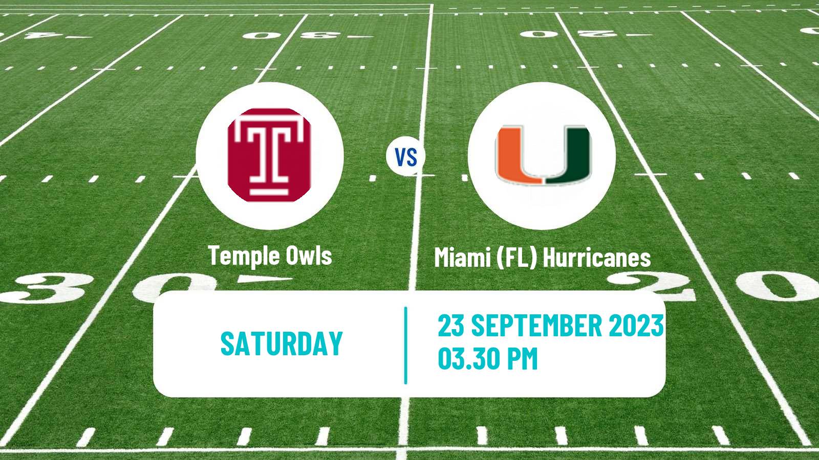 American football NCAA College Football Temple Owls - Miami FL Hurricanes