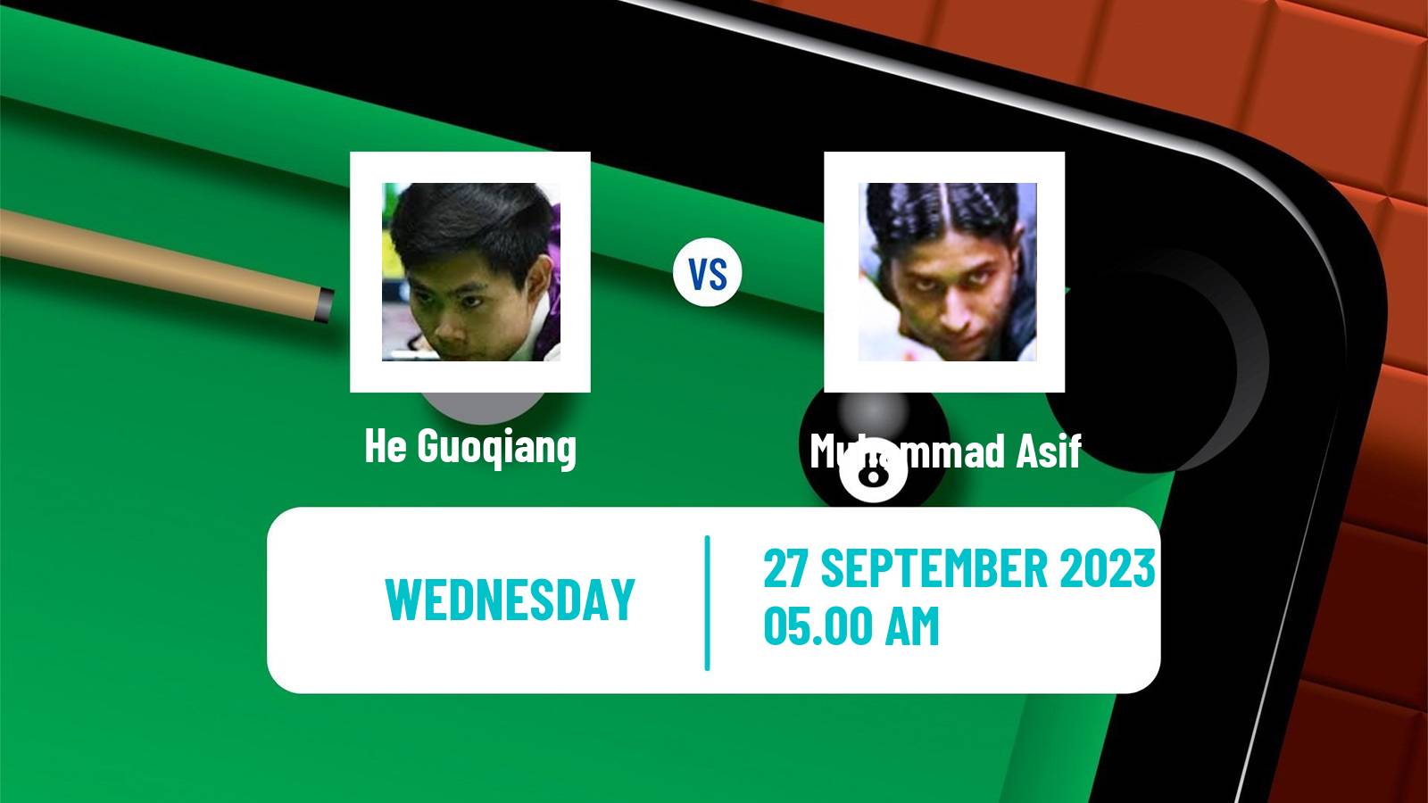 Snooker British Open He Guoqiang - Muhammad Asif