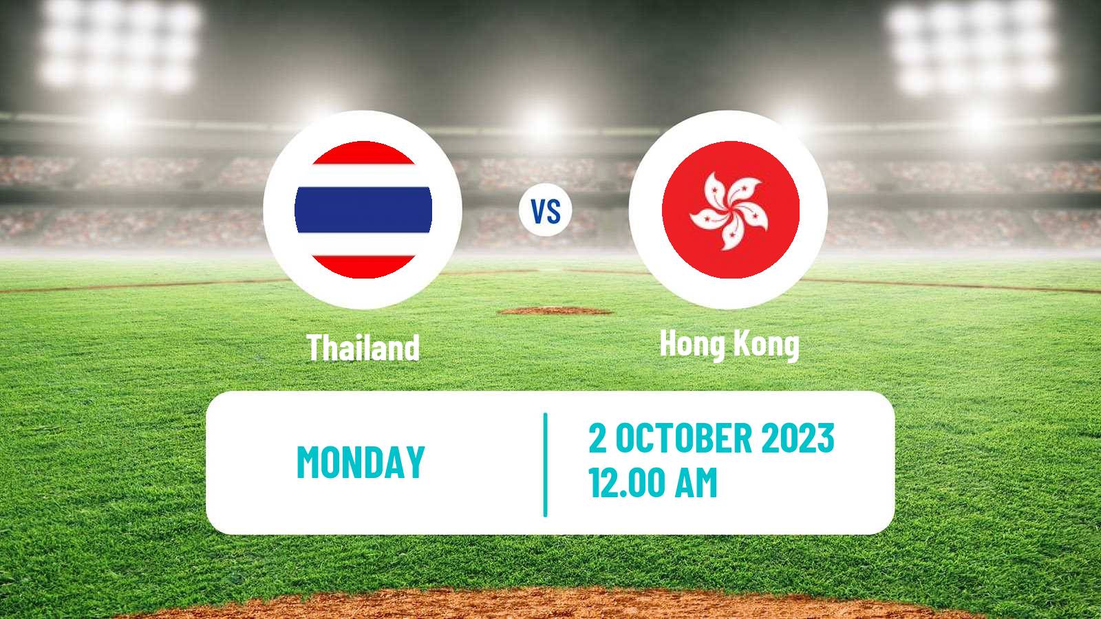 Baseball Asian Games Baseball Thailand - Hong Kong