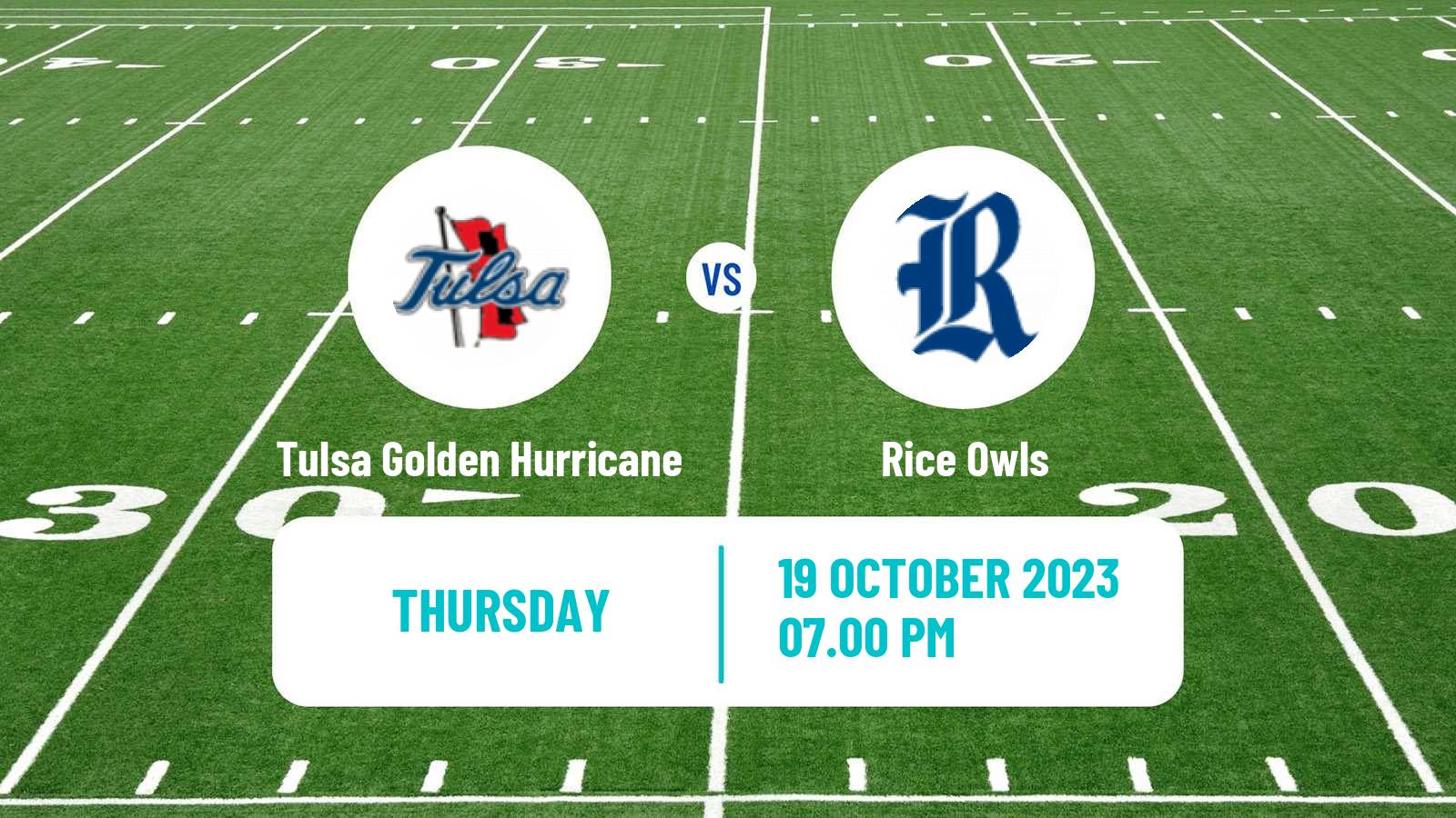 American football NCAA College Football Tulsa Golden Hurricane - Rice Owls