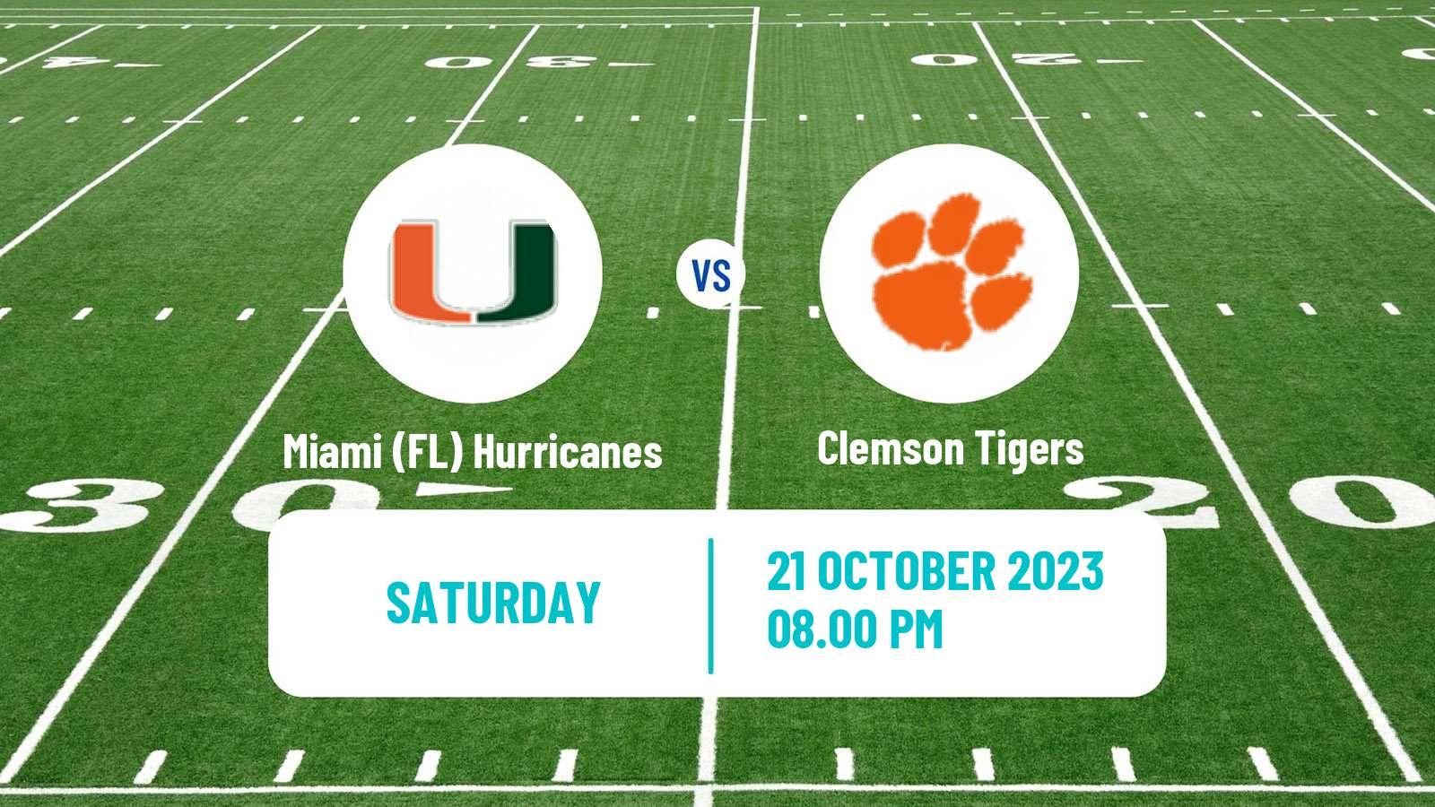 American football NCAA College Football Miami FL Hurricanes - Clemson Tigers