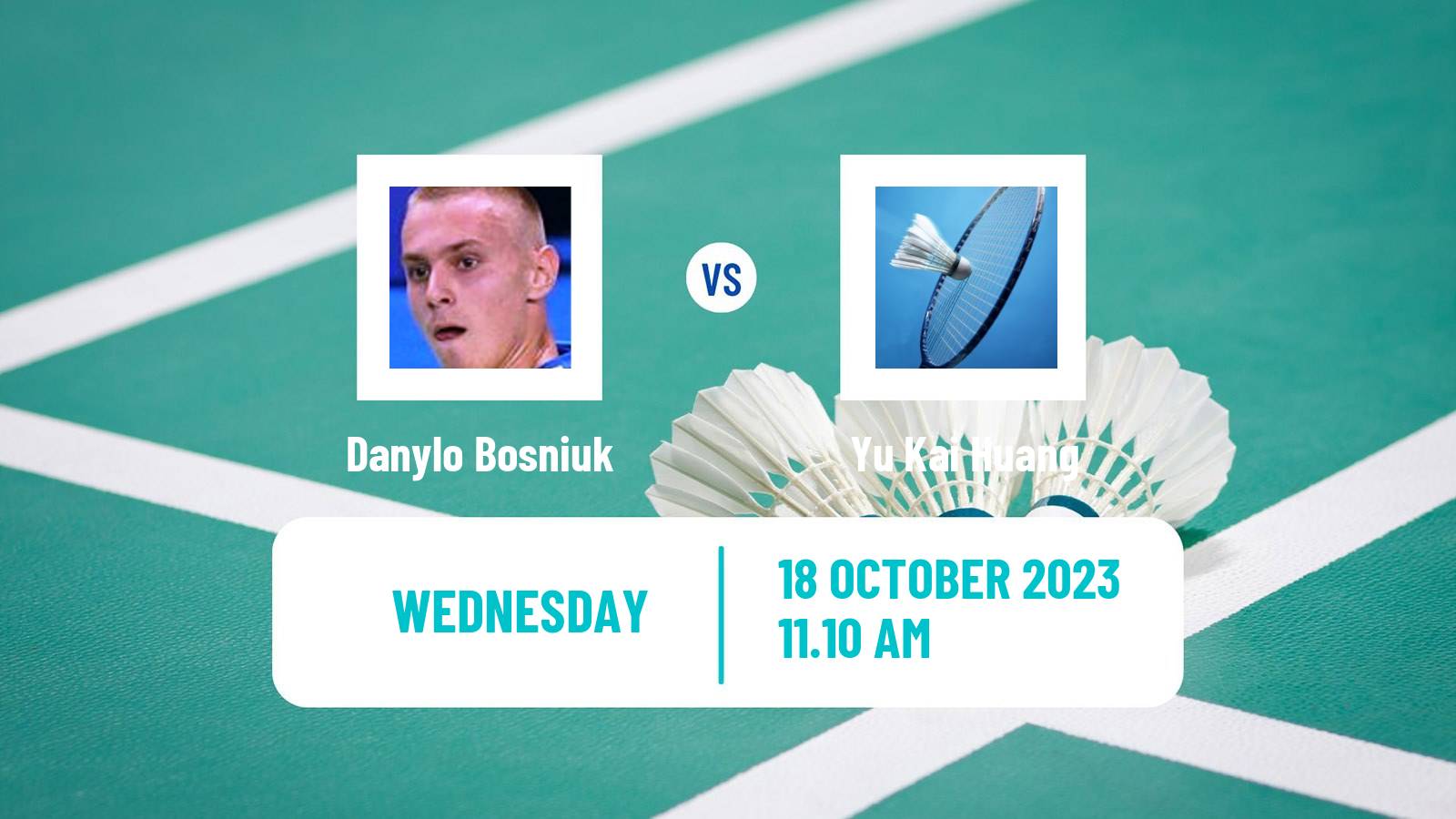 Badminton BWF World Tour Abu Dhabi Masters Men Danylo Bosniuk - Yu Kai Huang