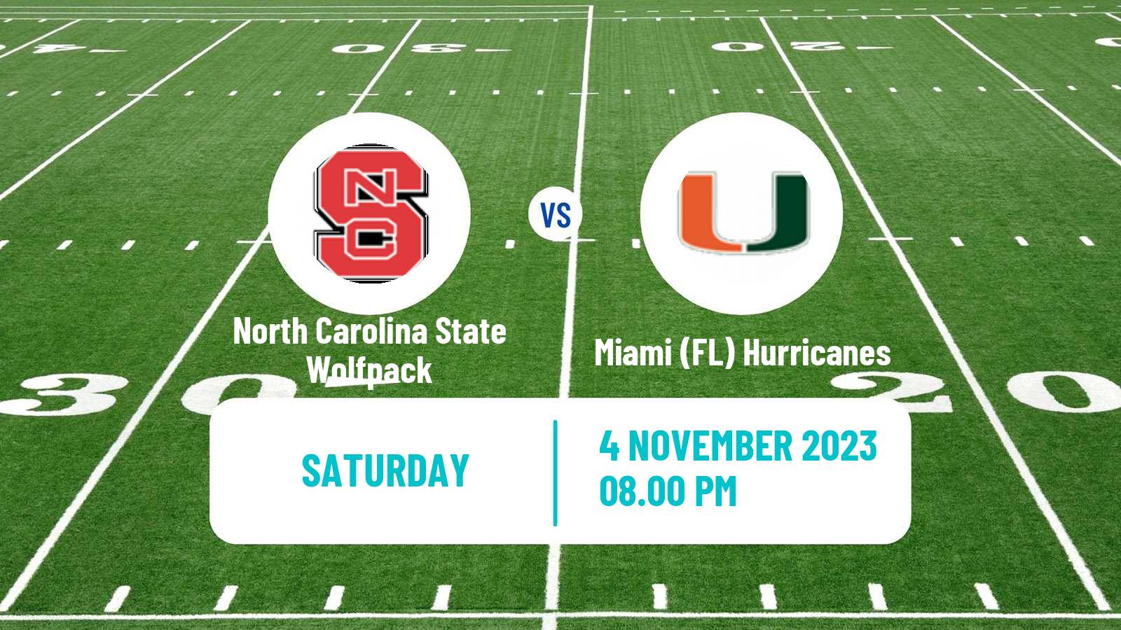 American football NCAA College Football North Carolina State Wolfpack - Miami FL Hurricanes