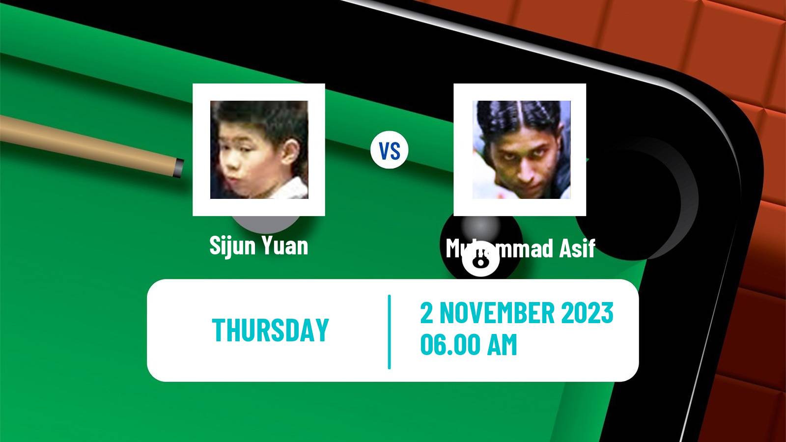 Snooker Scottish Open Sijun Yuan - Muhammad Asif