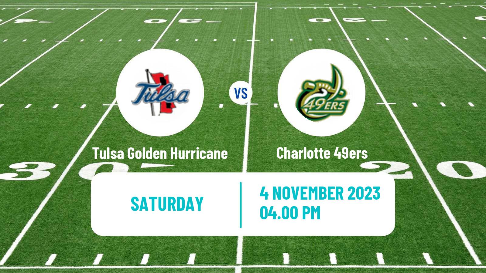 American football NCAA College Football Tulsa Golden Hurricane - Charlotte 49ers