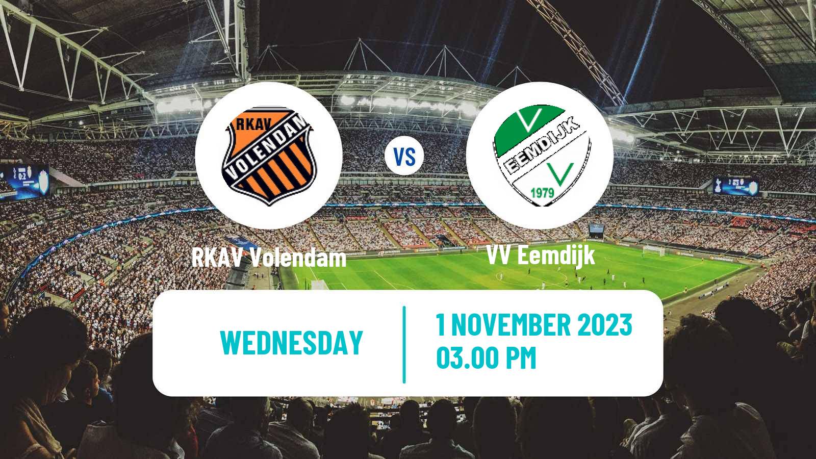 Soccer Dutch KNVB Beker RKAV Volendam - Eemdijk