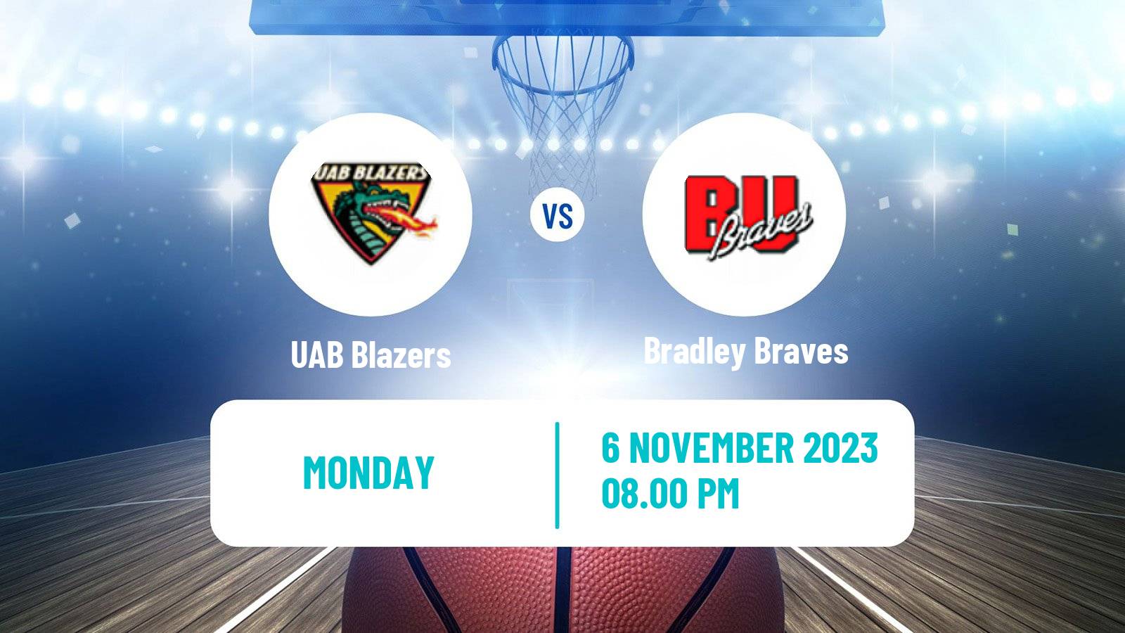 Basketball NCAA College Basketball UAB Blazers - Bradley Braves