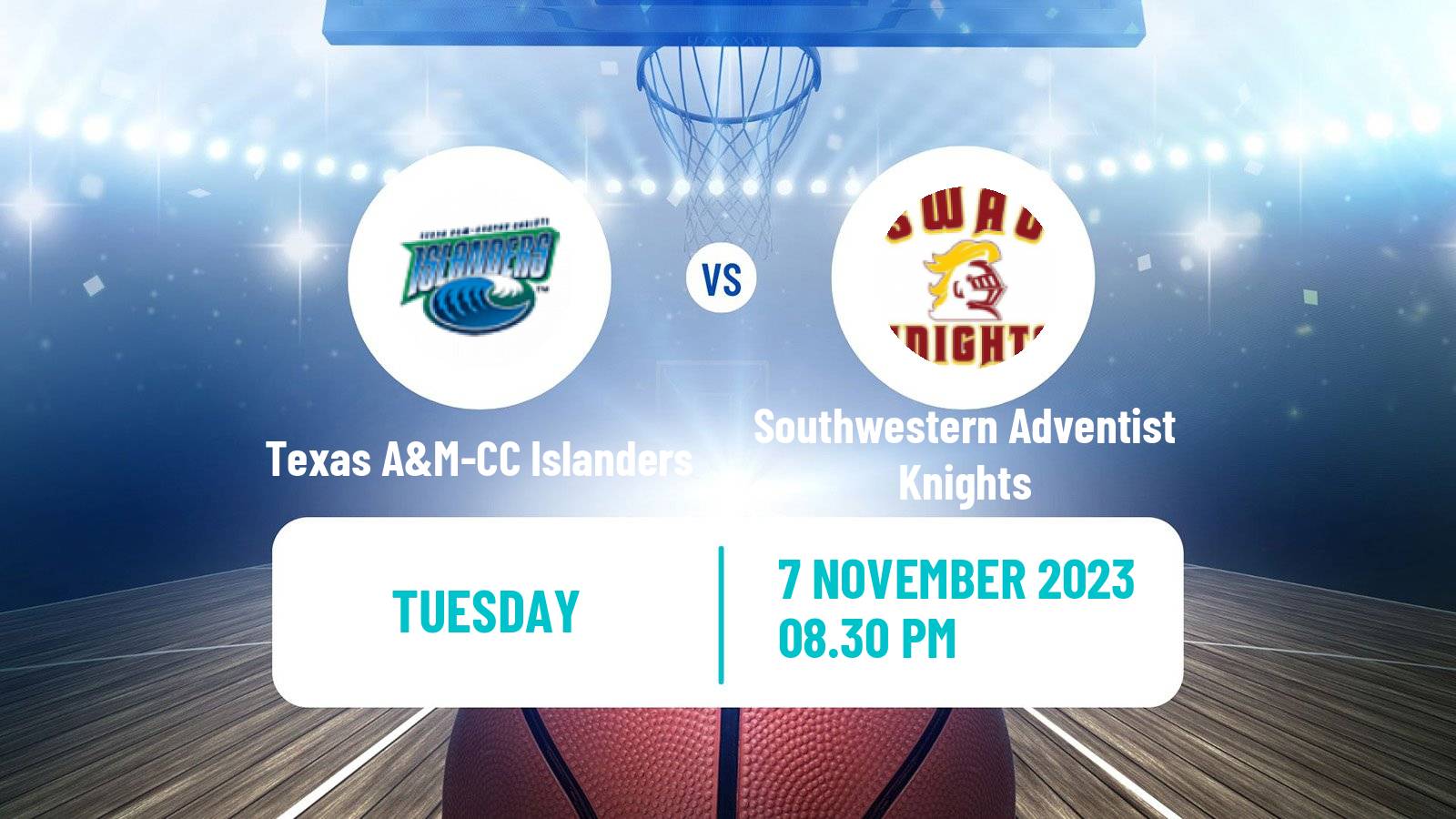 Basketball NCAA College Basketball Texas A&M-CC Islanders - Southwestern Adventist Knights