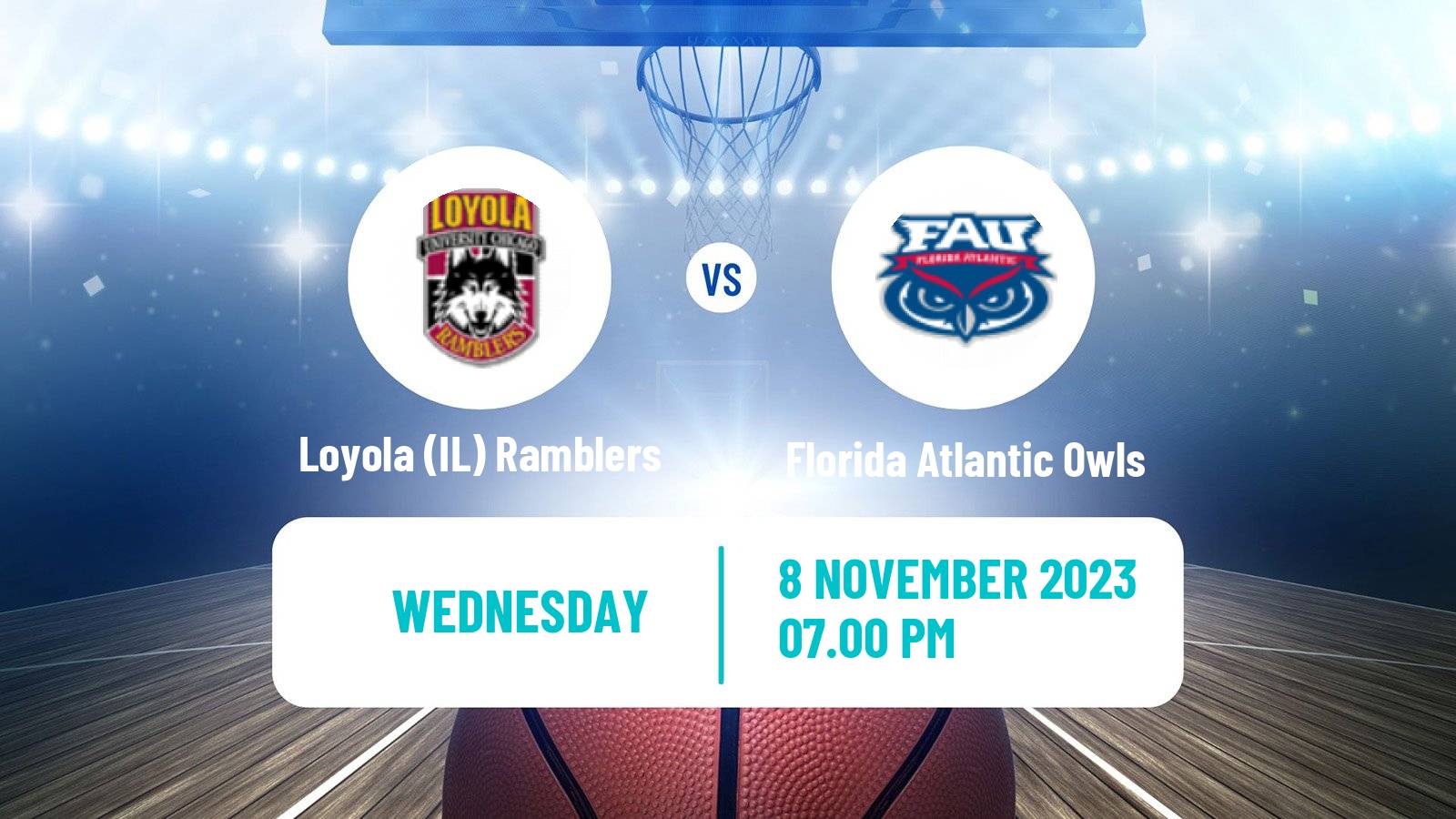 Basketball NCAA College Basketball Loyola IL Ramblers - Florida Atlantic Owls