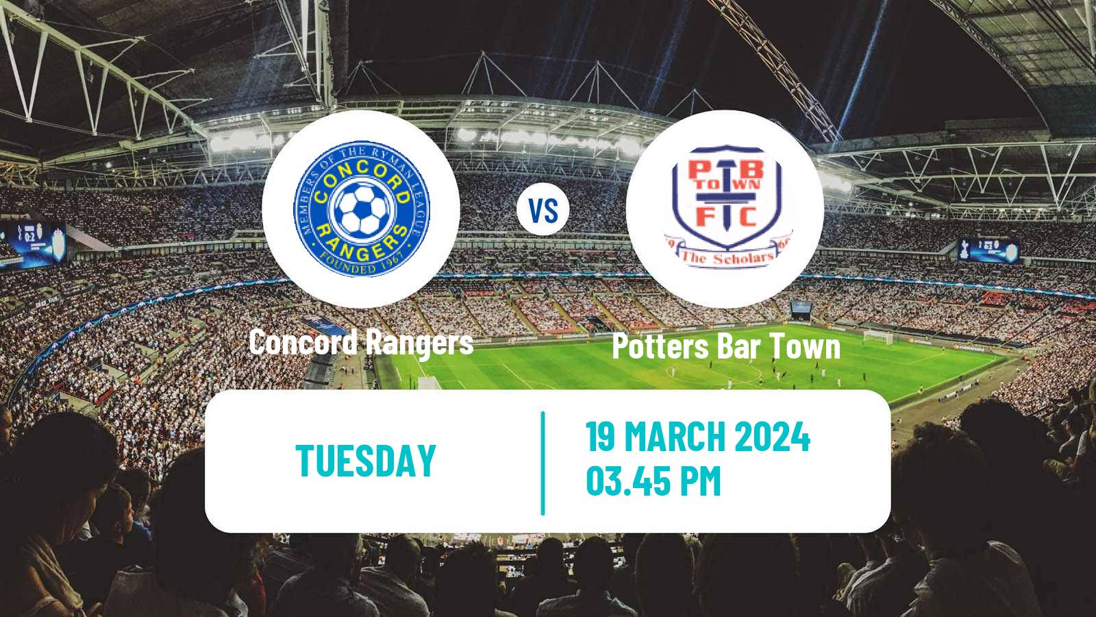 Soccer English Isthmian League Premier Division Concord Rangers - Potters Bar Town
