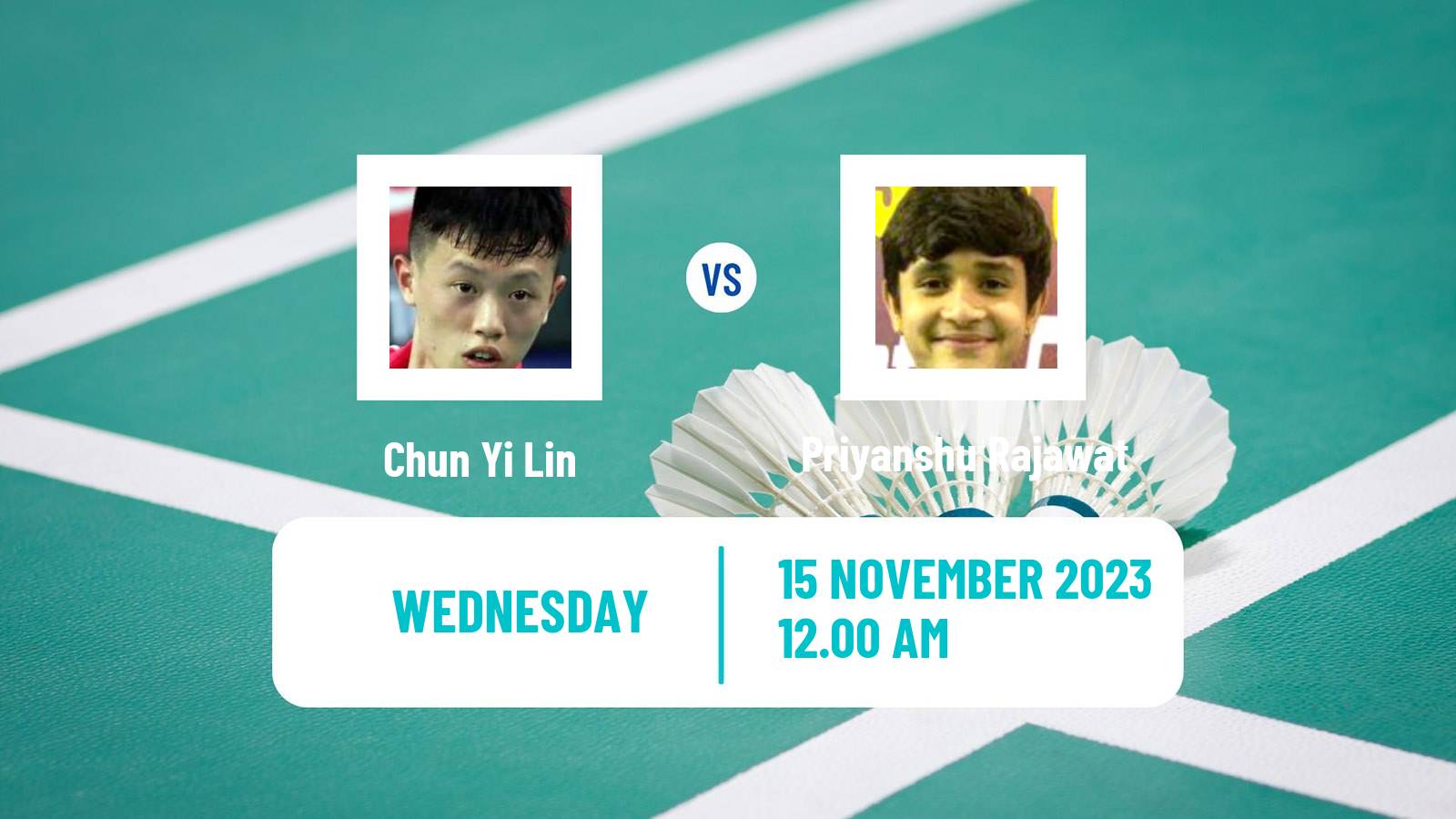 Badminton BWF World Tour Kumamoto Masters Men Chun Yi Lin - Priyanshu Rajawat