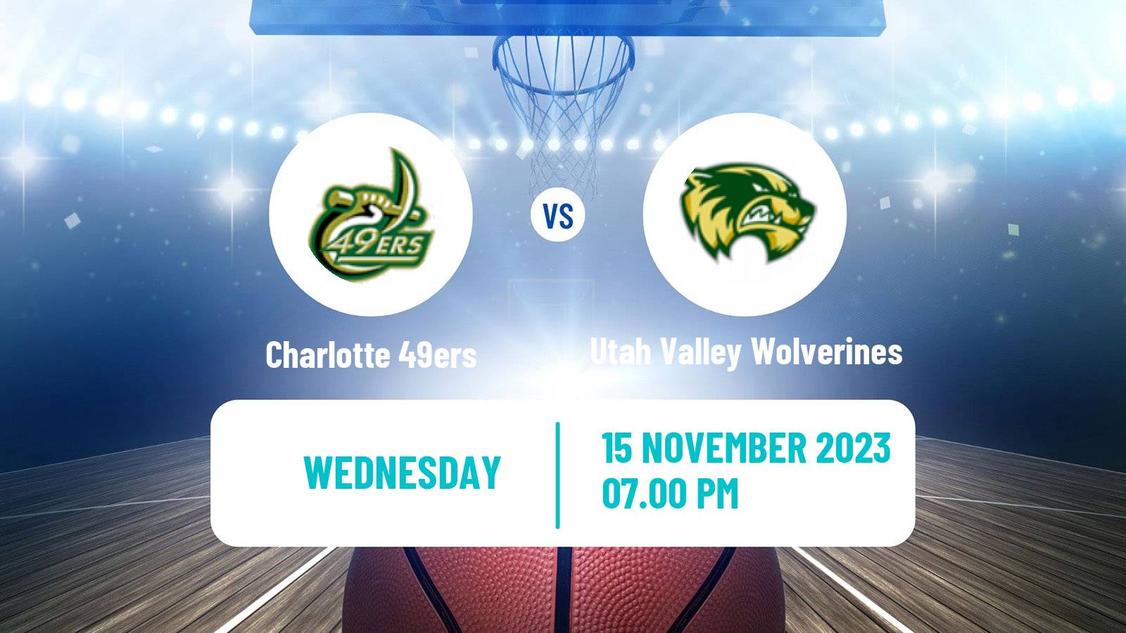 Basketball NCAA College Basketball Charlotte 49ers - Utah Valley Wolverines