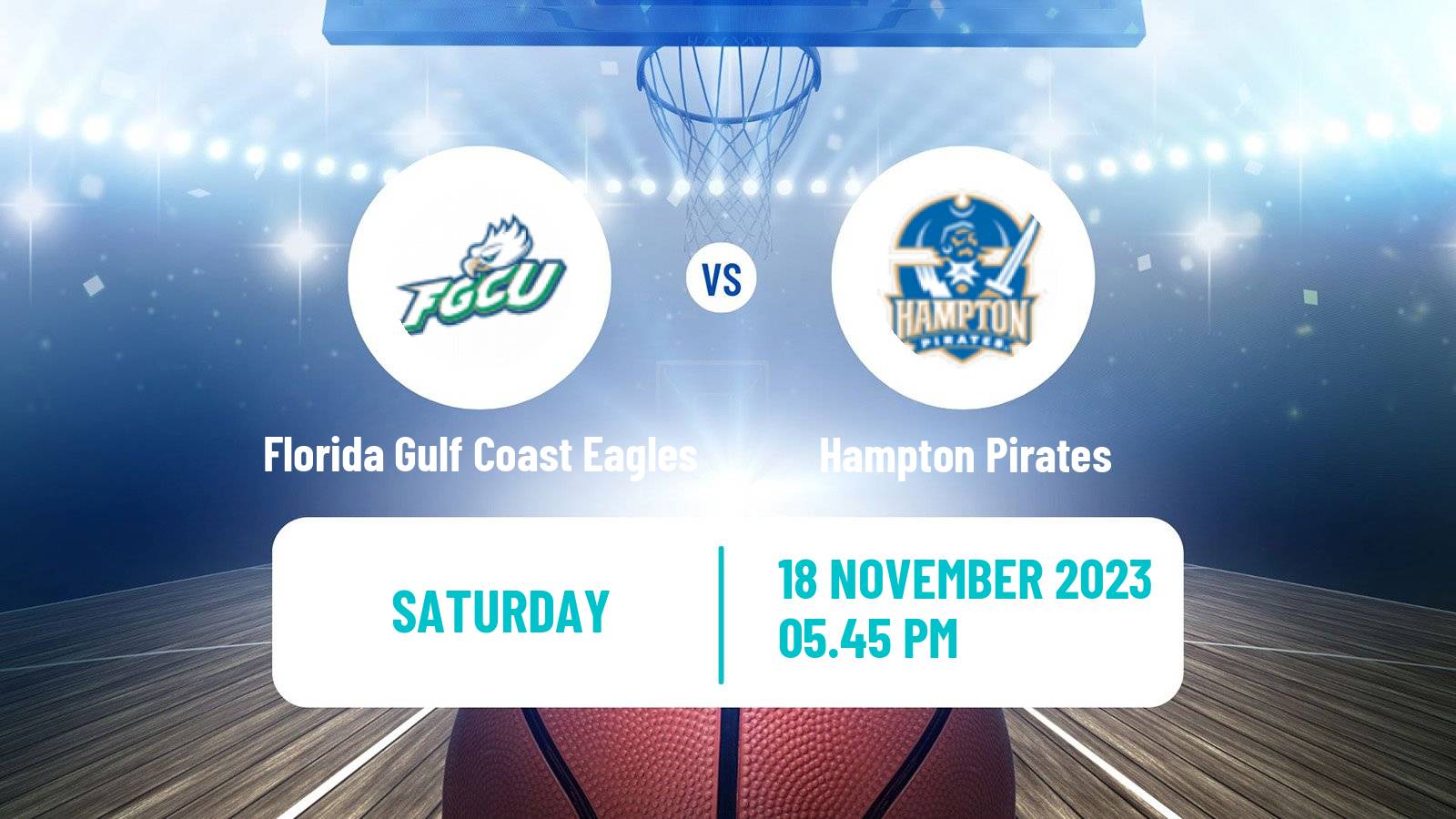 Basketball NCAA College Basketball Florida Gulf Coast Eagles - Hampton Pirates