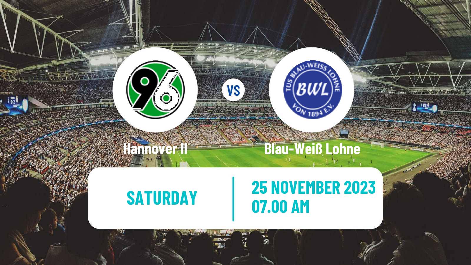 Soccer German Regionalliga North Hannover II - Blau-Weiß Lohne