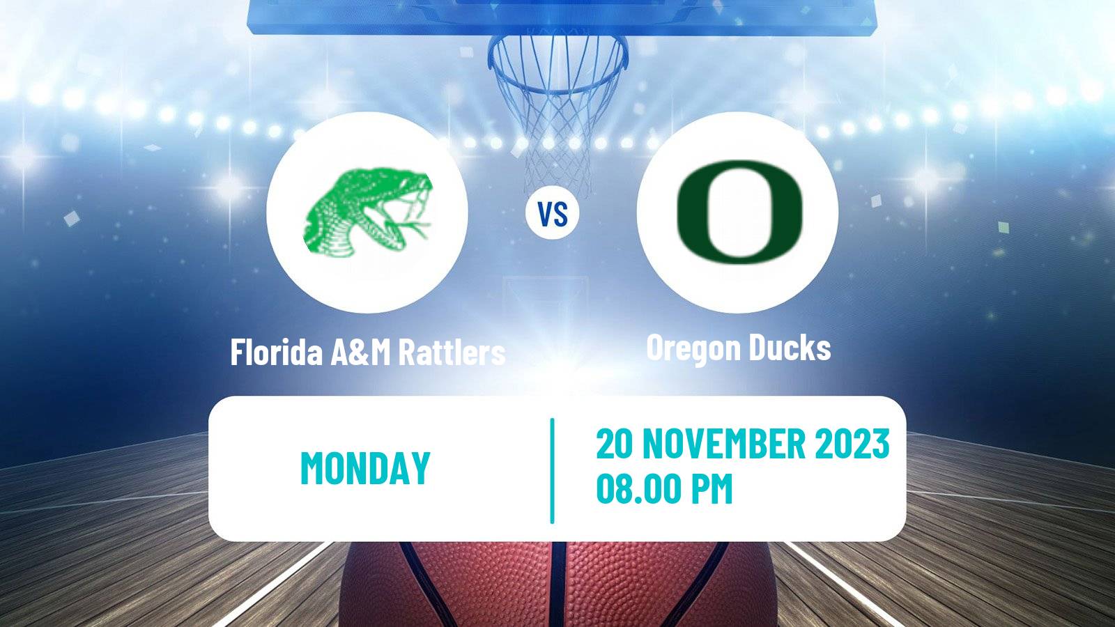 Basketball NCAA College Basketball Florida A&M Rattlers - Oregon Ducks
