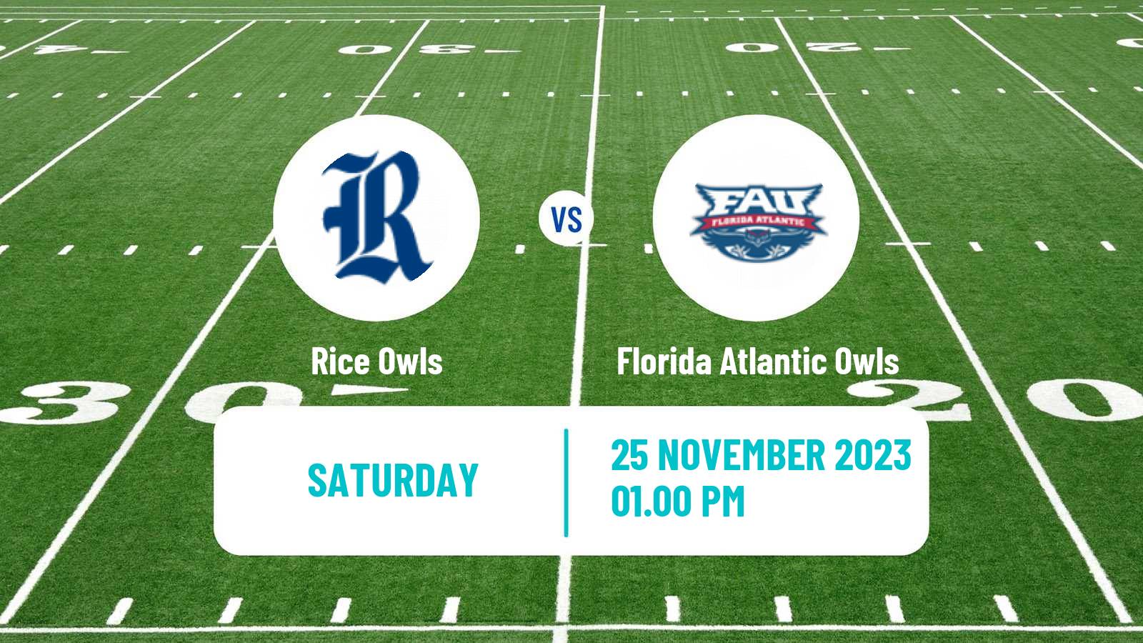 American football NCAA College Football Rice Owls - Florida Atlantic Owls