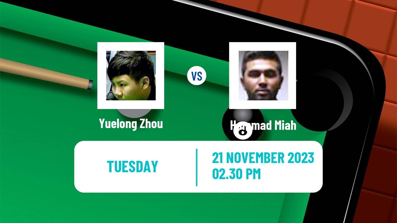 Snooker Uk Championship Yuelong Zhou - Hammad Miah
