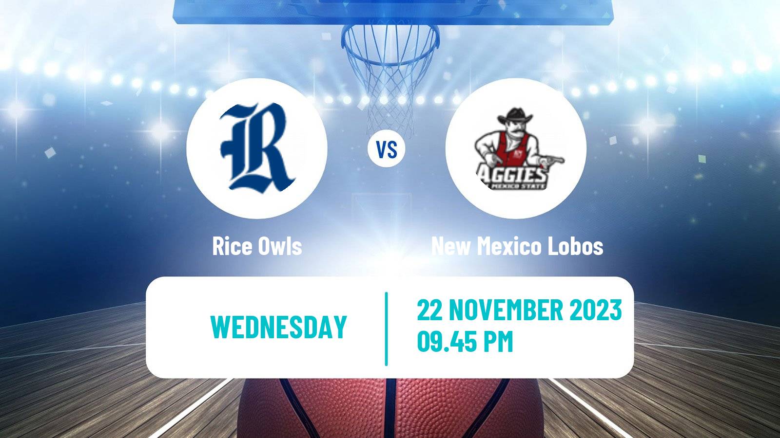 Basketball NCAA College Basketball Rice Owls - New Mexico Lobos