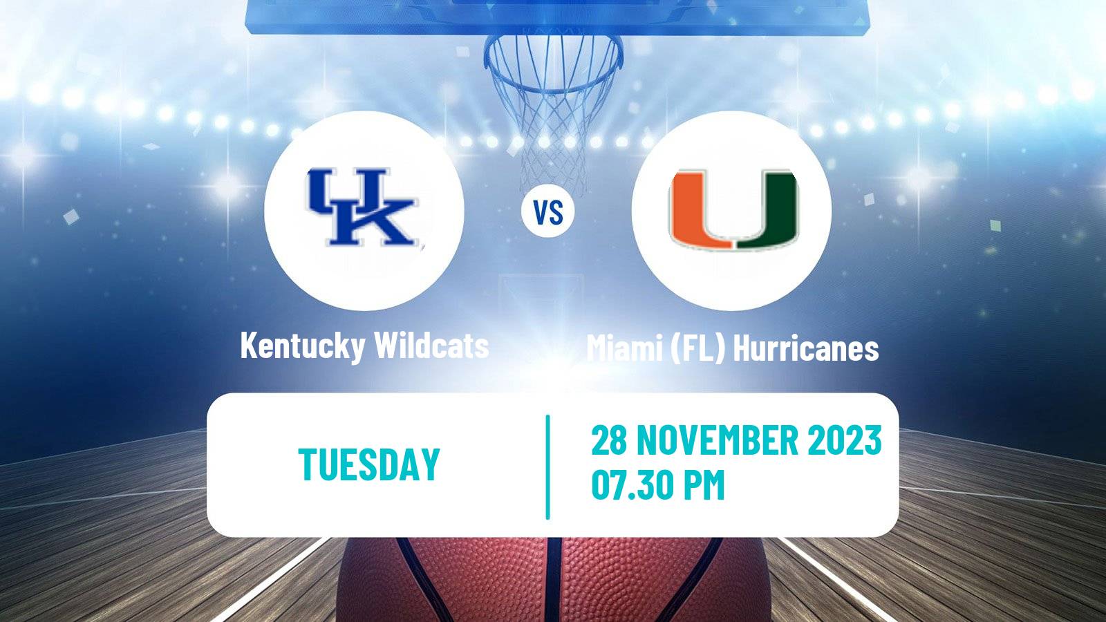 Basketball NCAA College Basketball Kentucky Wildcats - Miami FL Hurricanes