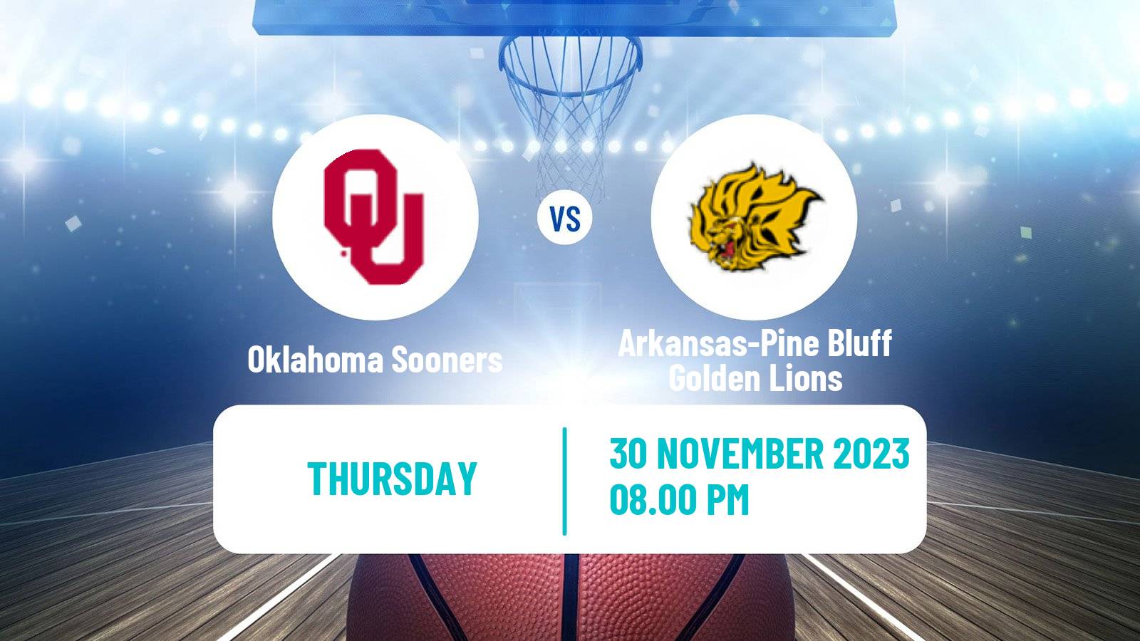 Basketball NCAA College Basketball Oklahoma Sooners - Arkansas-Pine Bluff Golden Lions