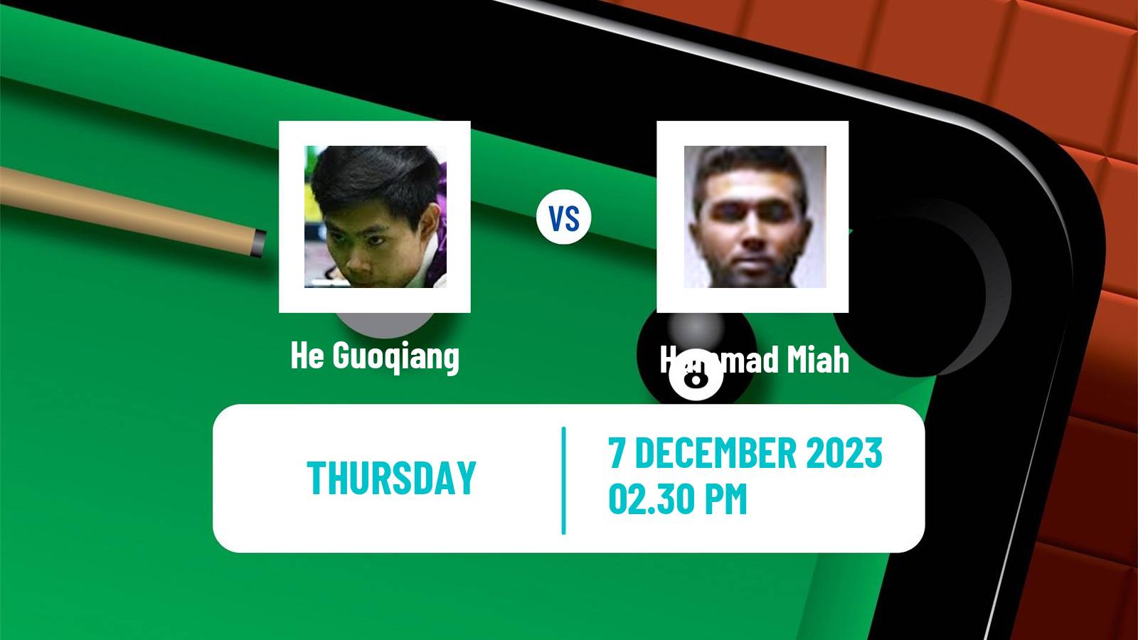 Snooker Snooker Shoot Out He Guoqiang - Hammad Miah