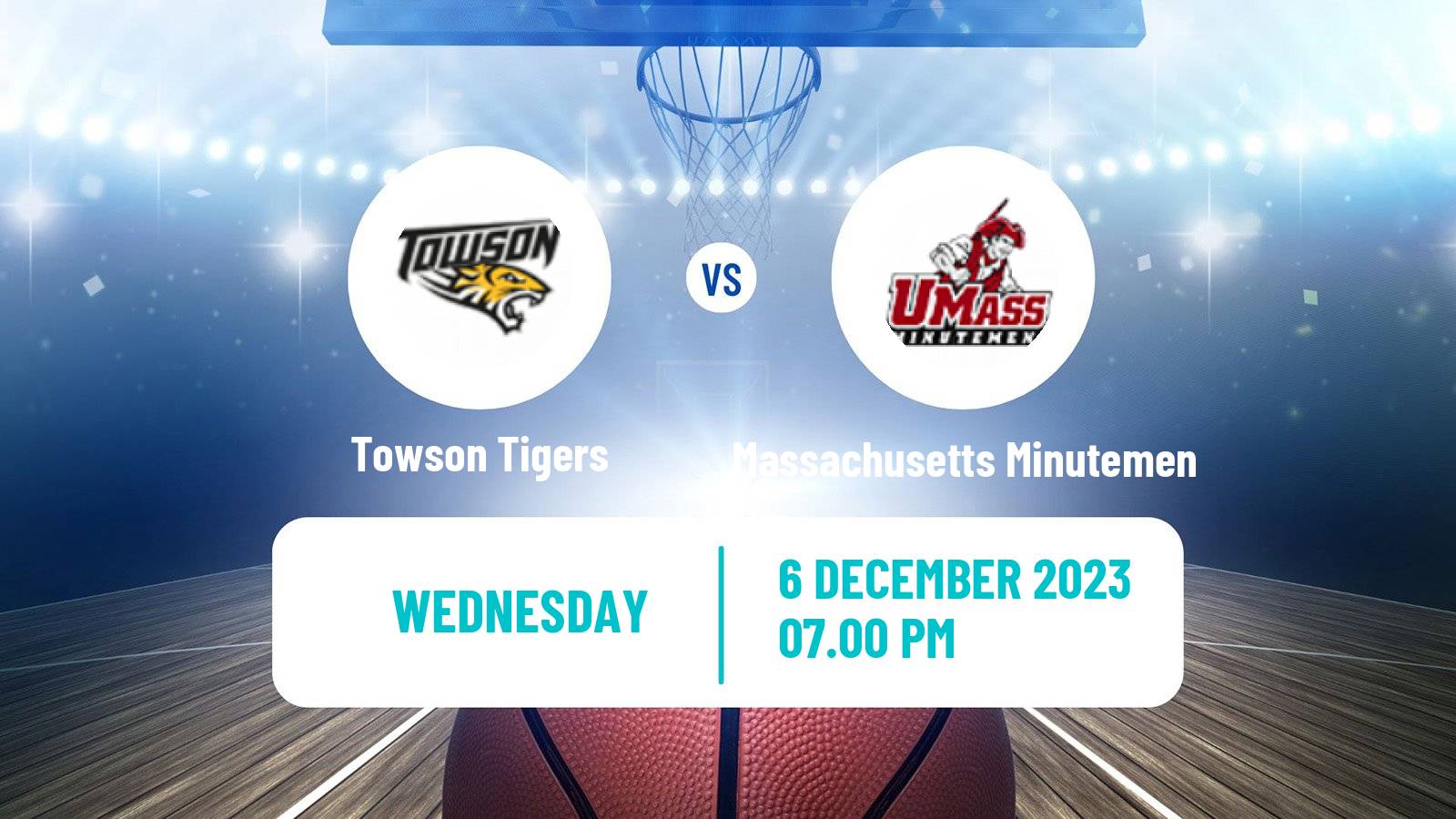 Basketball NCAA College Basketball Towson Tigers - Massachusetts Minutemen