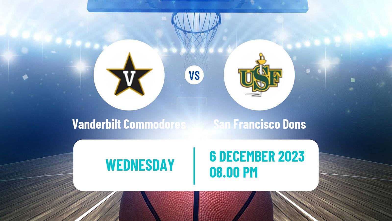 Basketball NCAA College Basketball Vanderbilt Commodores - San Francisco Dons
