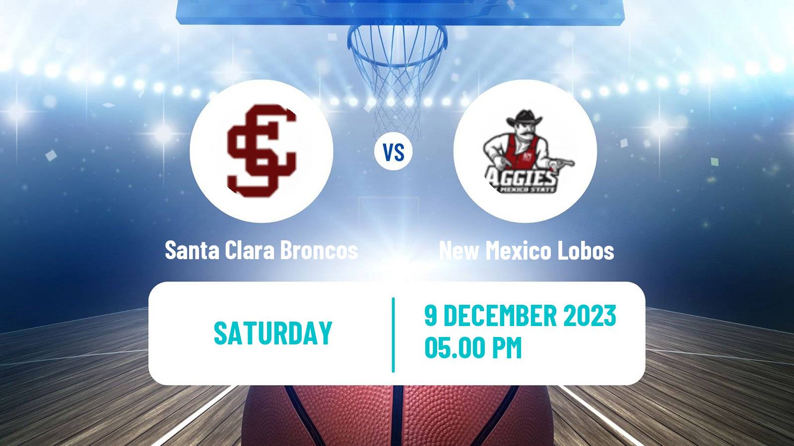 Basketball NCAA College Basketball Santa Clara Broncos - New Mexico Lobos