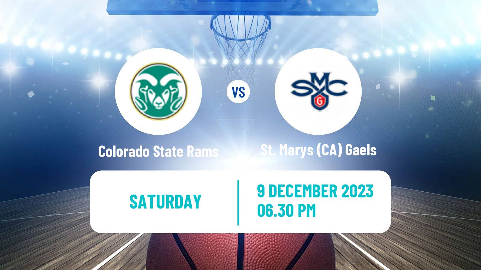 Basketball NCAA College Basketball Colorado State Rams - St. Marys CA Gaels
