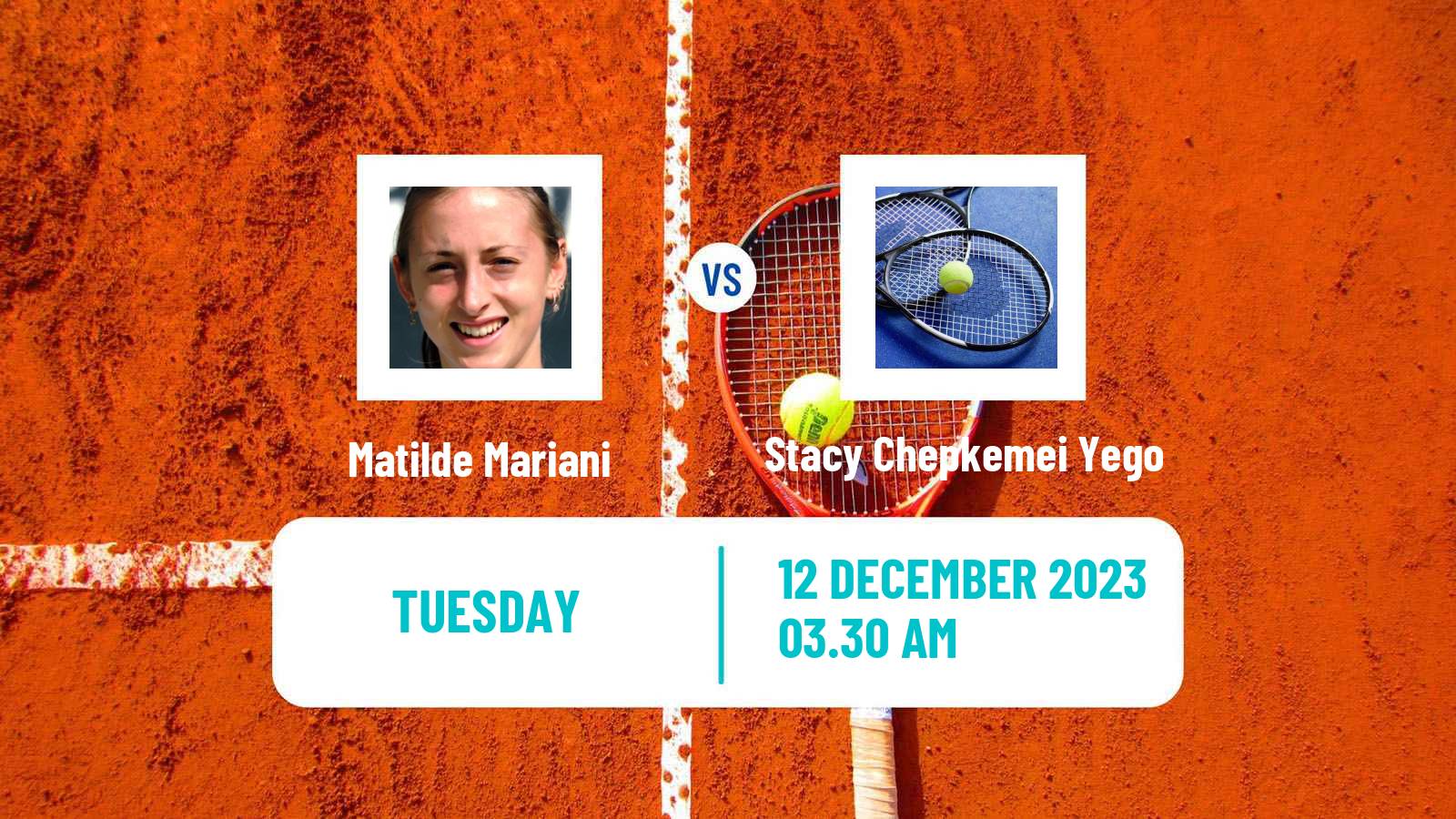 Tennis ITF W25 Nairobi Women Matilde Mariani - Stacy Chepkemei Yego