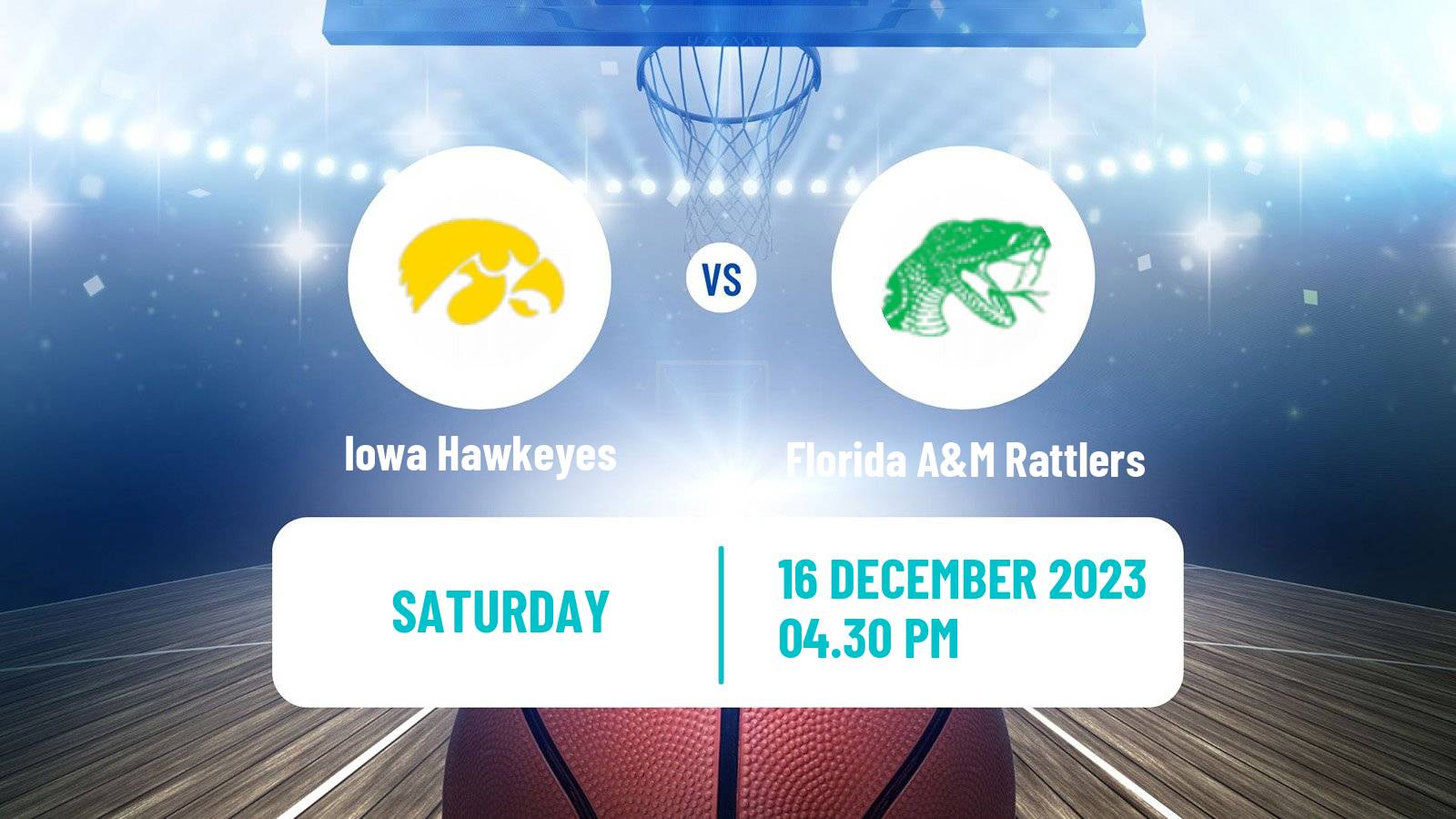 Basketball NCAA College Basketball Iowa Hawkeyes - Florida A&M Rattlers