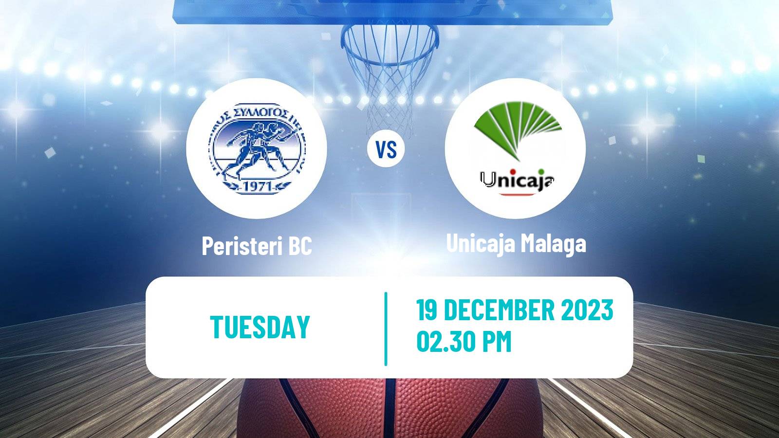 Basketball Champions League Basketball Peristeri BC - Unicaja Malaga