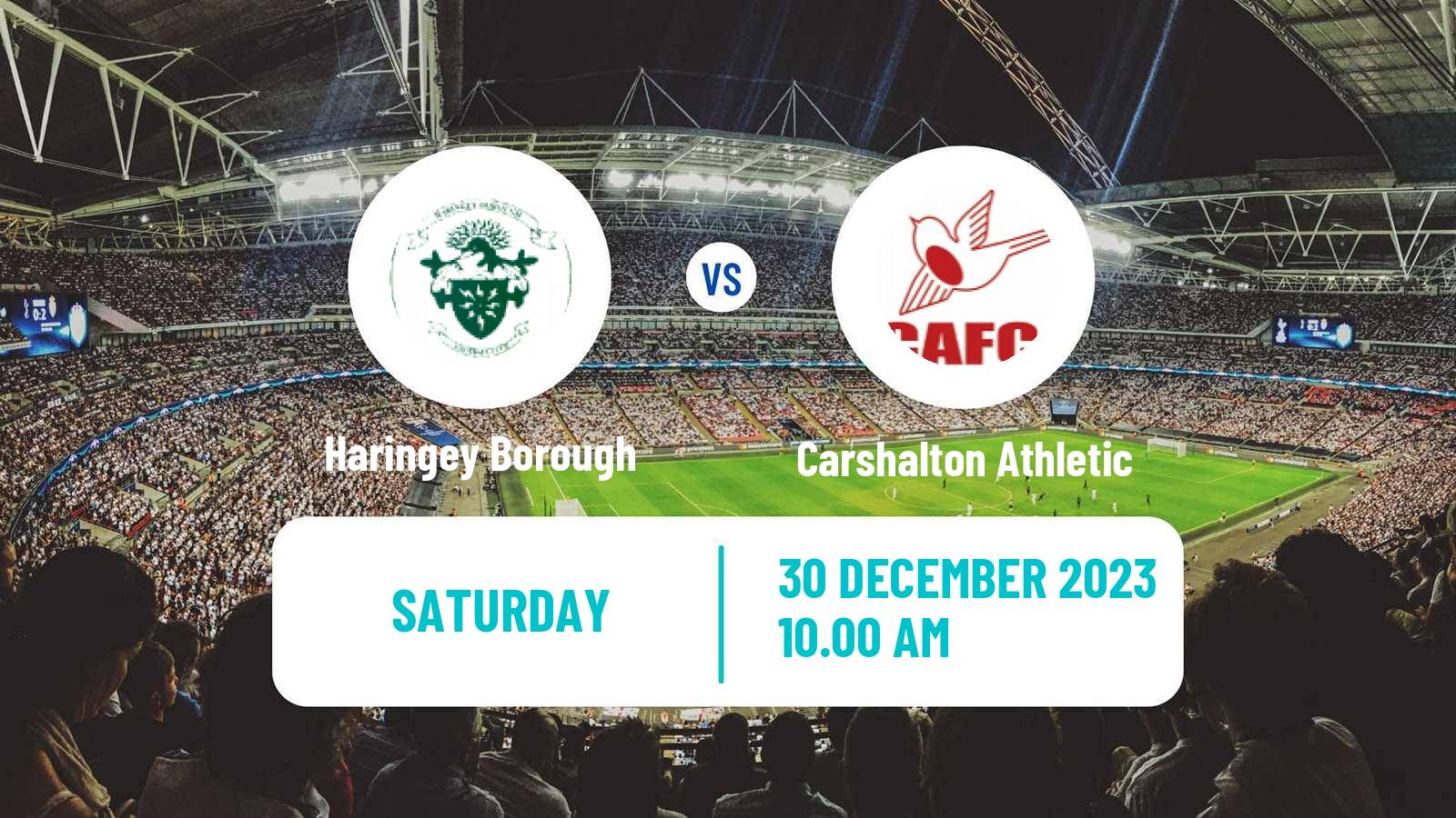 Soccer English Isthmian League Premier Division Haringey Borough - Carshalton Athletic