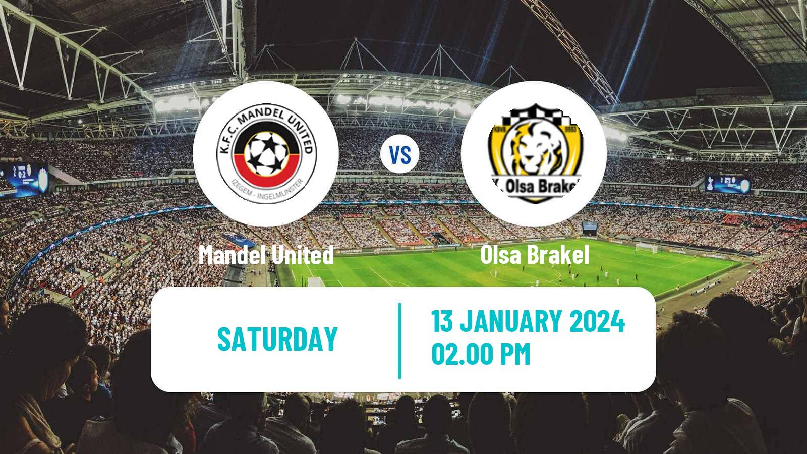 Soccer Belgian Second Amateur Division Group A Mandel United - Olsa Brakel