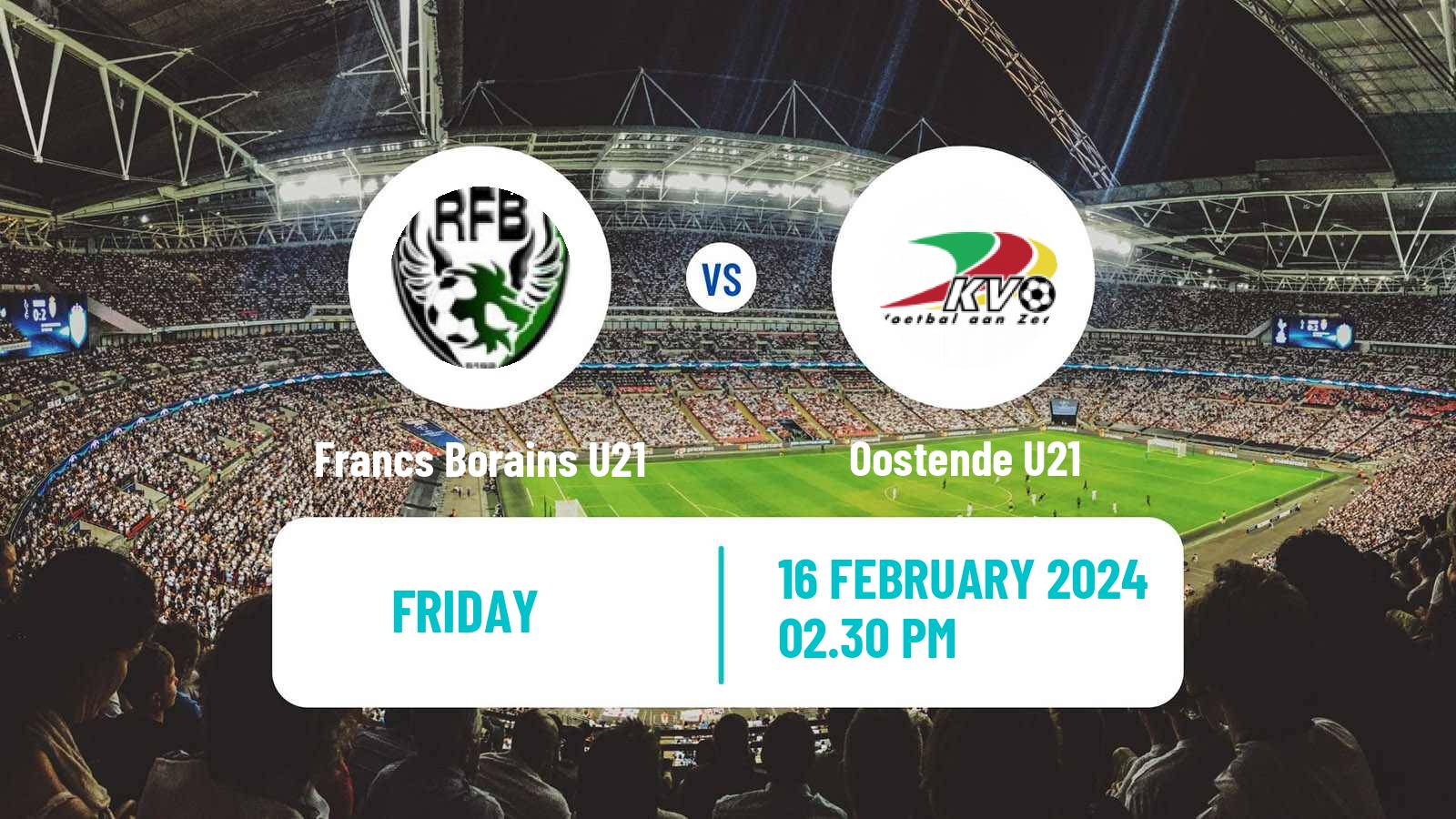 Football Belgian Pro League U21 Francs Borains U21 - Oostende U21