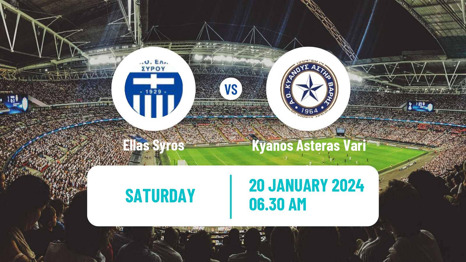 Soccer Greek Gamma Ethniki - Group 3 Ellas Syros - Kyanos Asteras Vari