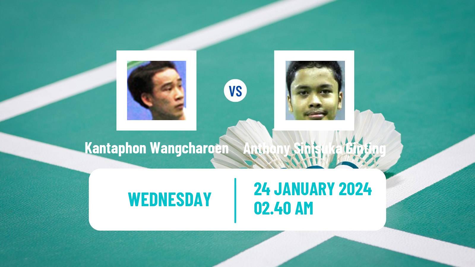 Badminton BWF World Tour Indonesia Masters Men Kantaphon Wangcharoen - Anthony Sinisuka Ginting