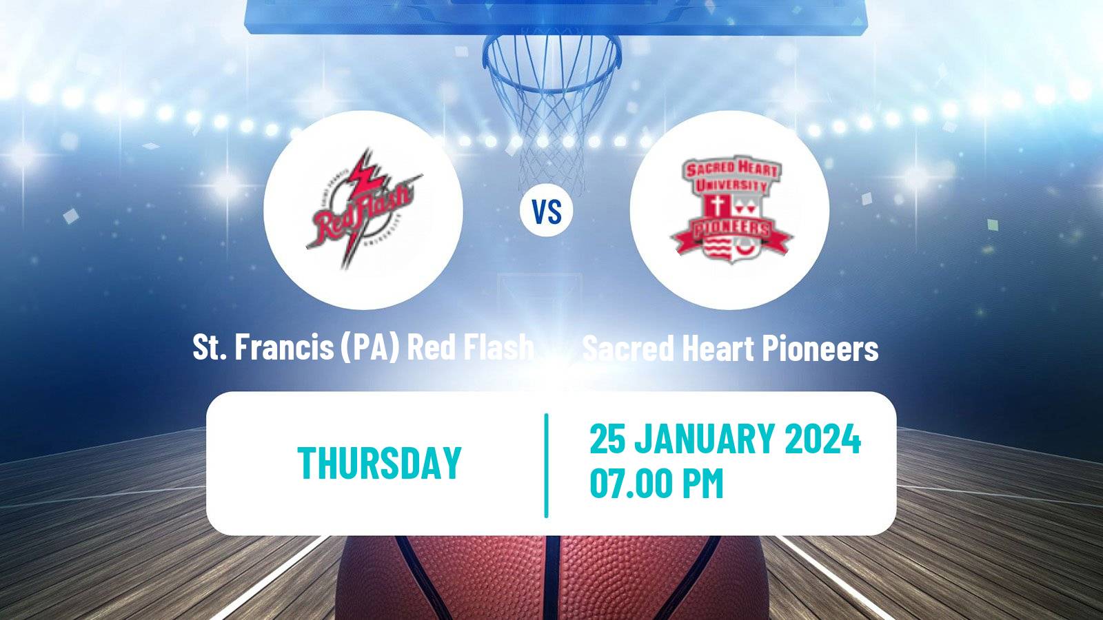 Basketball NCAA College Basketball St. Francis PA Red Flash - Sacred Heart Pioneers