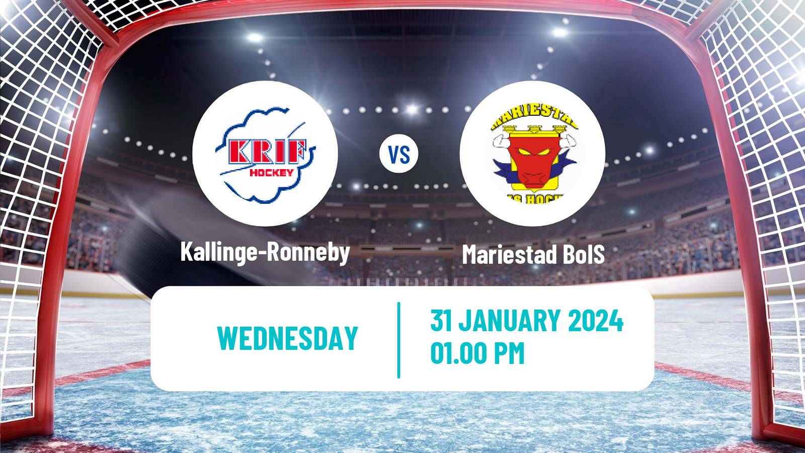 Hockey Swedish HockeyEttan Sodra Kallinge-Ronneby - Mariestad BoIS
