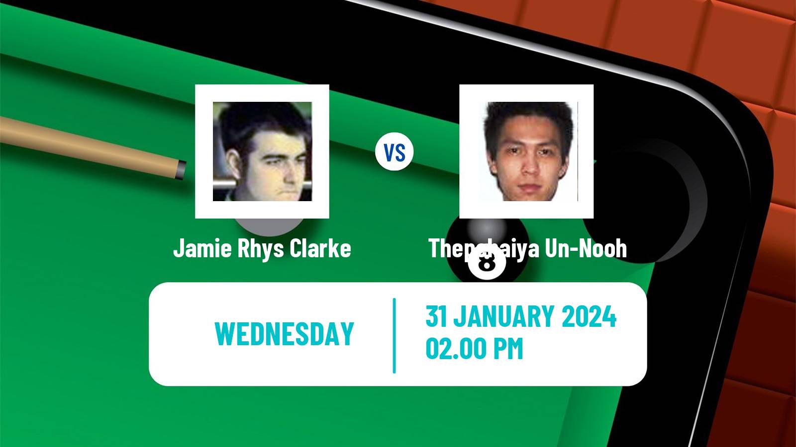 Snooker German Masters Jamie Rhys Clarke - Thepchaiya Un-Nooh