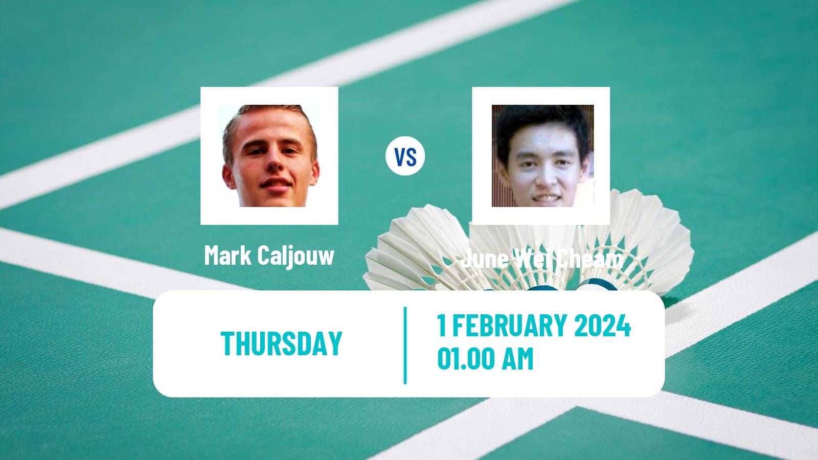 Badminton BWF World Tour Thailand Masters Men Mark Caljouw - June Wei Cheam