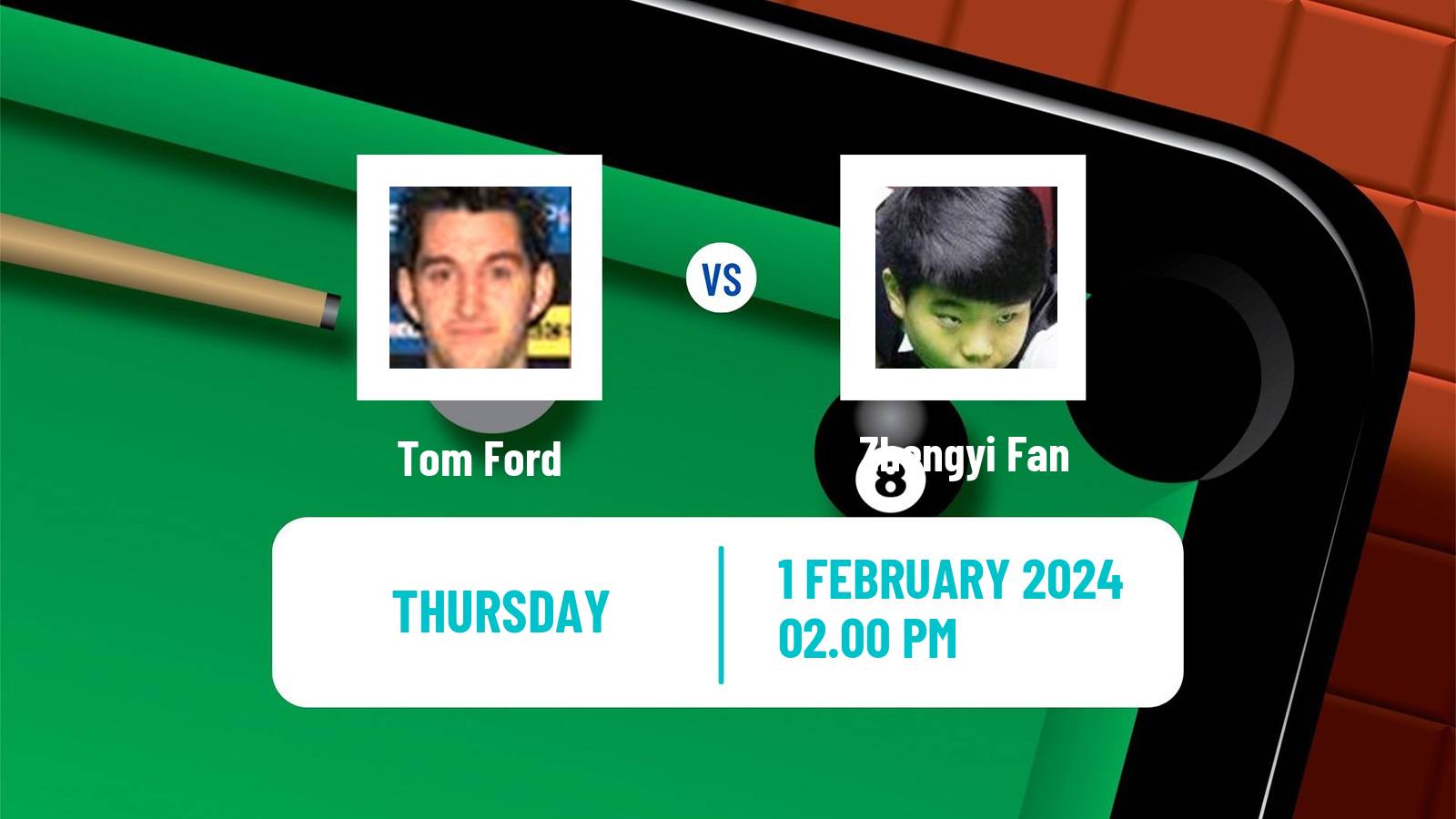 Snooker German Masters Tom Ford - Zhengyi Fan