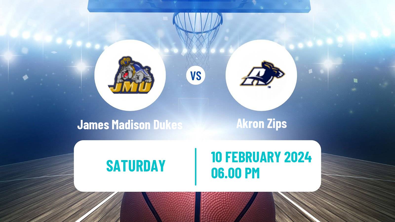Basketball NCAA College Basketball James Madison Dukes - Akron Zips