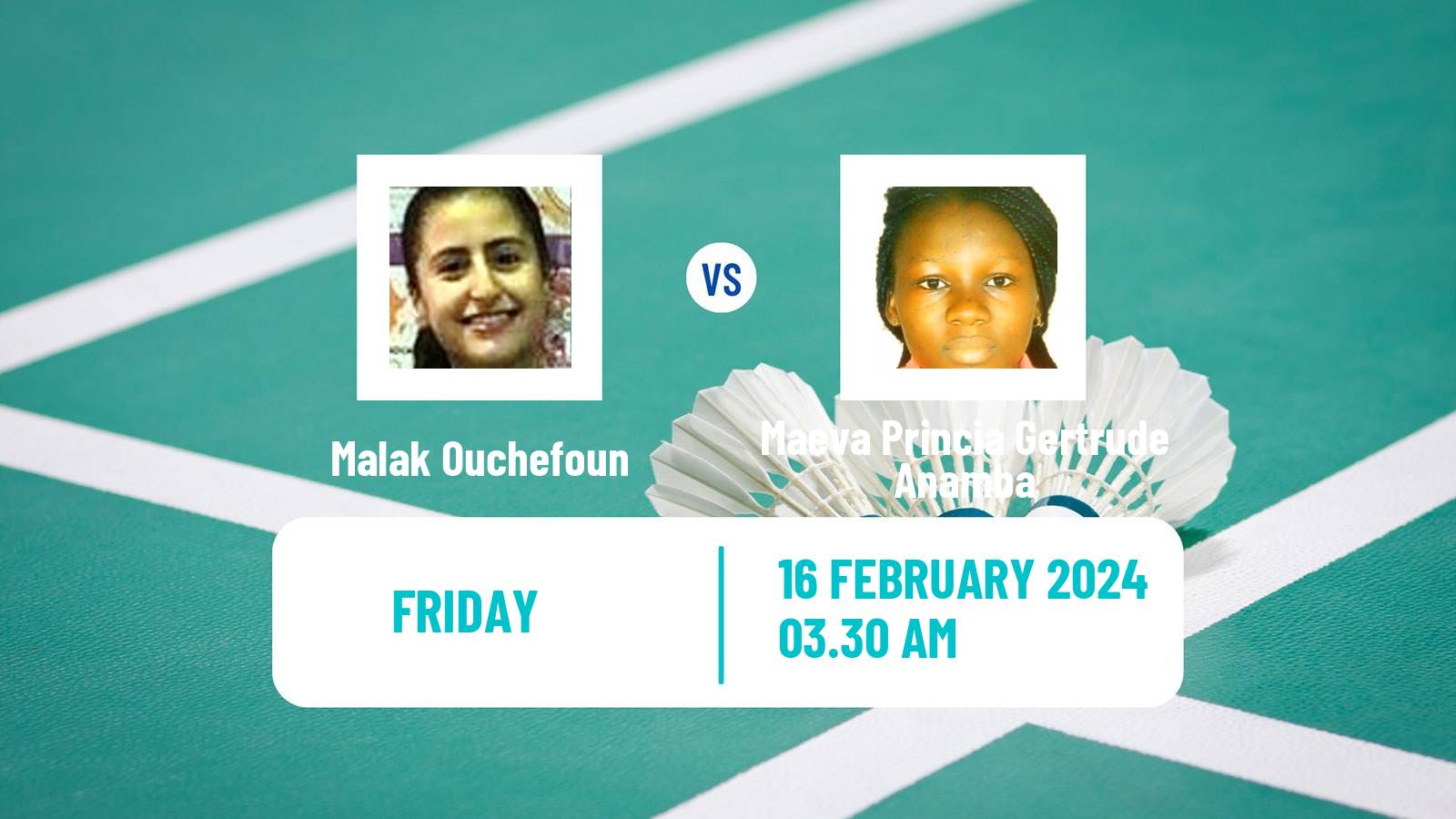 Badminton BWF Africa Championships Women Malak Ouchefoun - Maeva Princia Gertrude Anamba