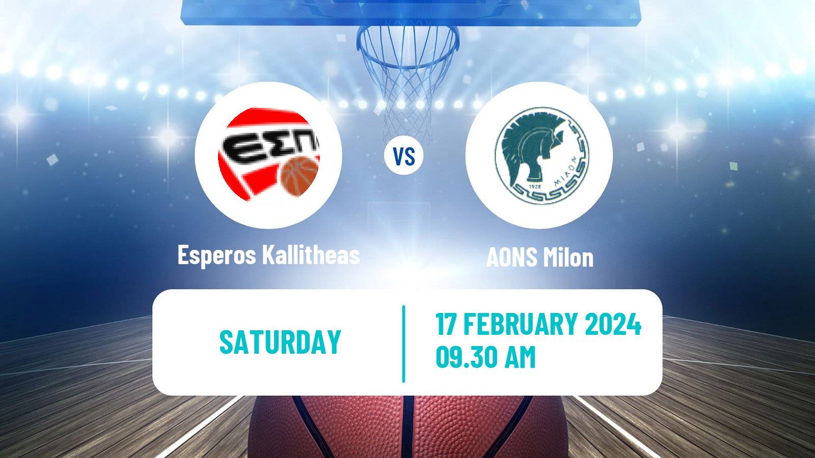 Basketball Greek Elite League Basketball Esperos Kallitheas - AONS Milon