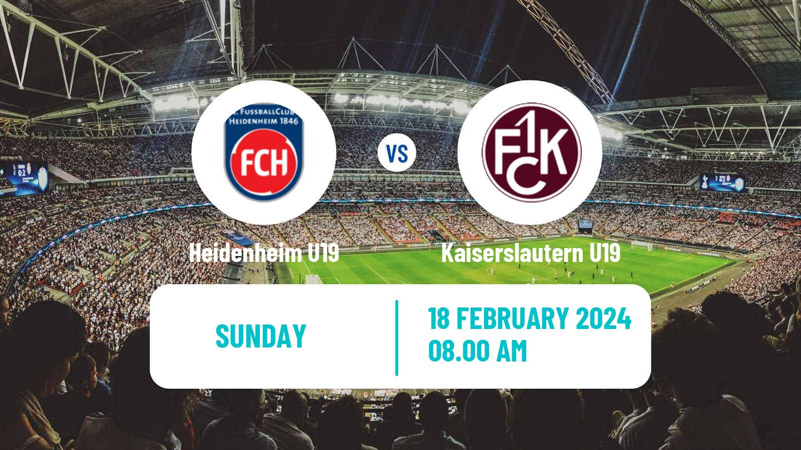 Soccer German Junioren Bundesliga South Heidenheim U19 - Kaiserslautern U19