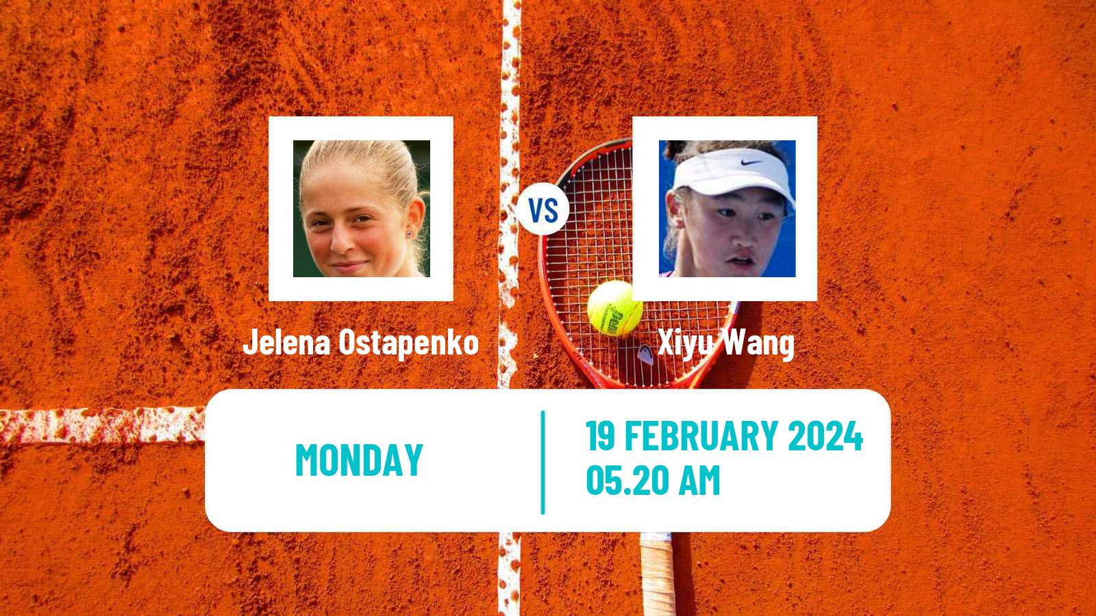 Tennis WTA Dubai Jelena Ostapenko - Xiyu Wang